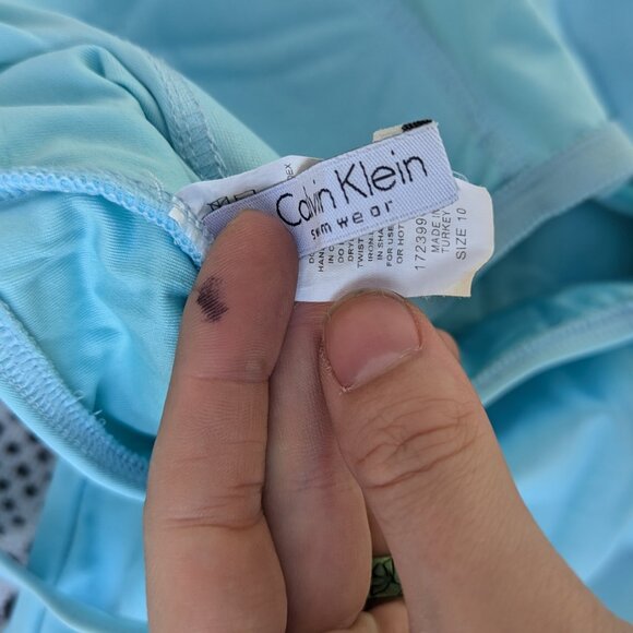 Matching Sun Hat and Calvin Klein Light Blue One Piece Swimsuit Size 10 - Picture 5 of 10